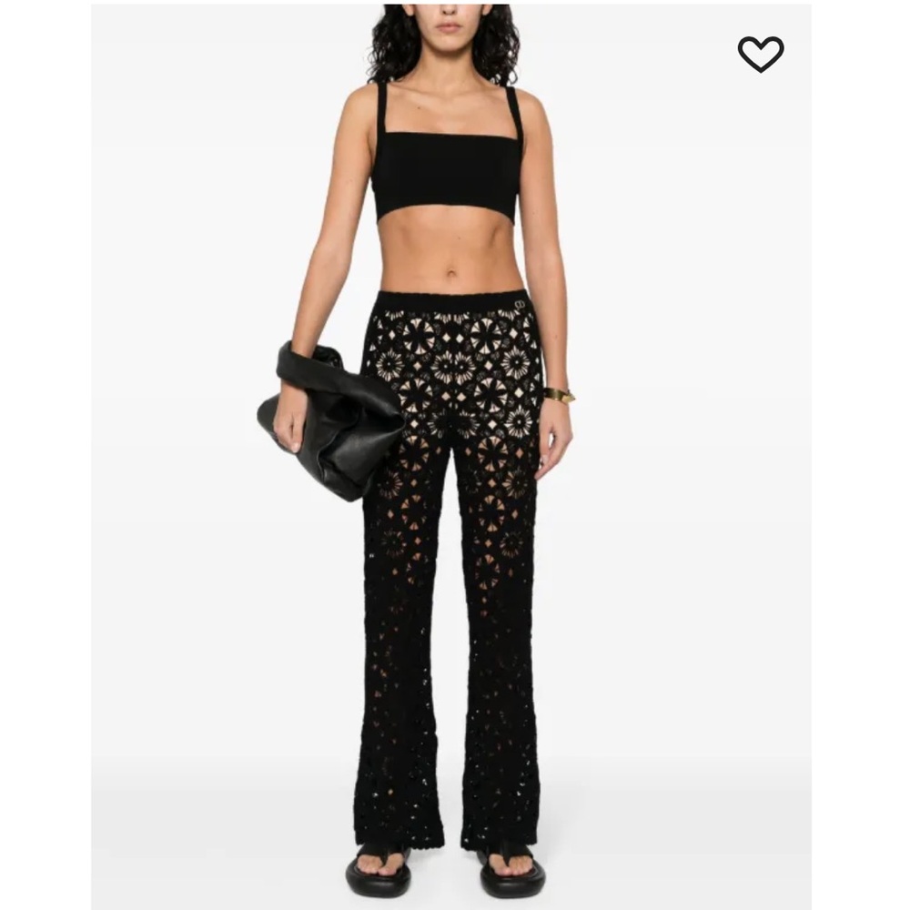 TWINSET floral-crochet flared trousers sz L #JK2/3